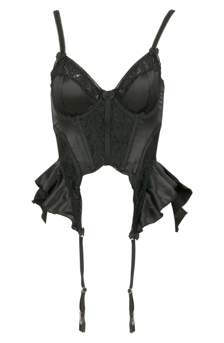 Love, Vera Satin Lace Bustier with Garter Straps Nordstrom