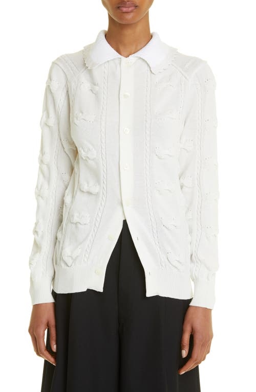 Tao Comme des Garçons Bow Textured Cardigan in 2 Off White