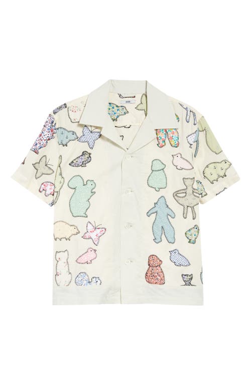 Bode Critter Appliqué Short Sleeve Camp Shirt in Multi