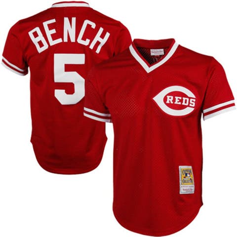 Men's Mitchell & Ness Barry Larkin Red Cincinnati Throwback Reds Cooperstown Mesh Batting Practice Jersey Size: Medium