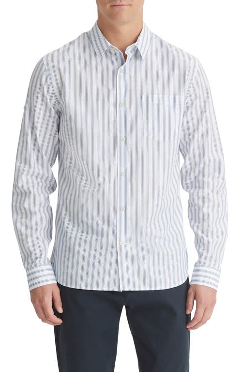 Vince Surf Stripe Button-Up Shirt in Optic White/Royal Blue at Nordstrom, Size X-Large