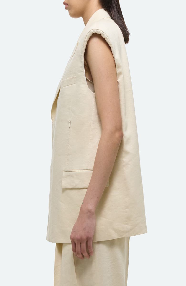 Helmut Lang Sleeveless Linen Blend Car Blazer, Alternate, color,
