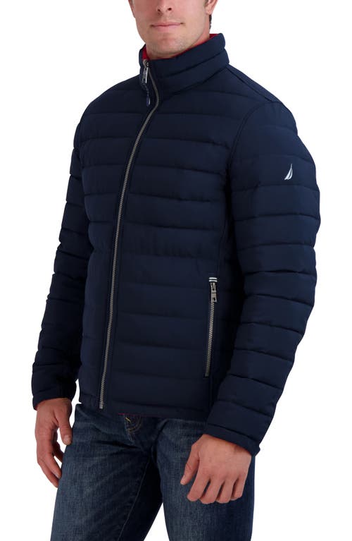 Nautica Water Resistant Reversible Puffer Jacket In Navy