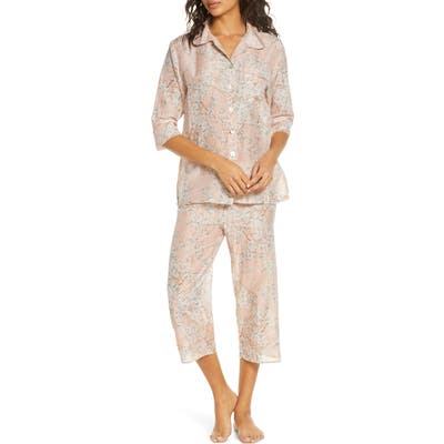 Papinelle Cherry Blossom Cotton & Silk Crop Pajamas, Pink