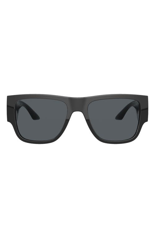 Versace 57mm Rectangular Sunglasses In Black/dark Grey