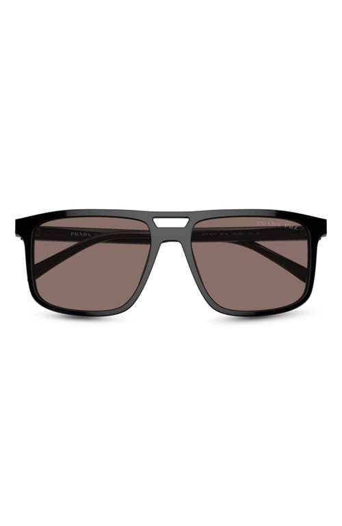 Prada 58mm Polarized Rectangular Sunglasses in Black at Nordstrom