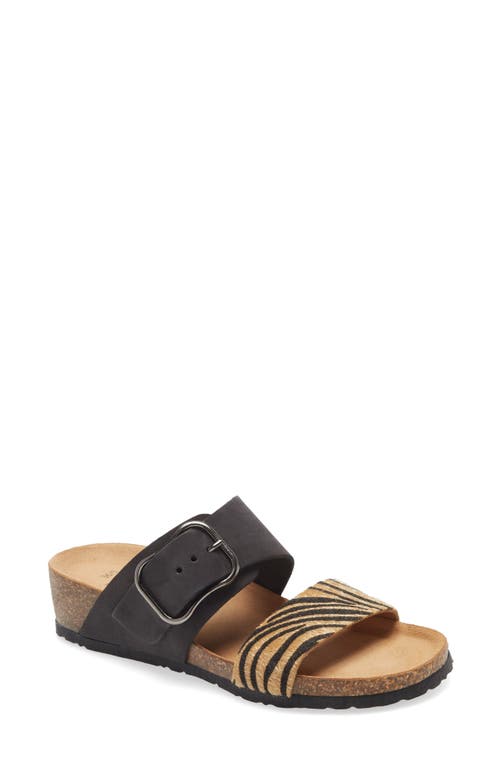 Bos. & Co. Lapo Slide Sandal in Black Nubuck Leather Calf Hair at Nordstrom, Size 6.5-7Us