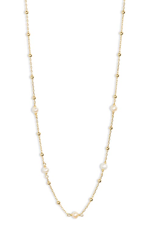 Argento Vivo Sterling Silver Freshwater Pearl Ball Chain Necklace in Gold 