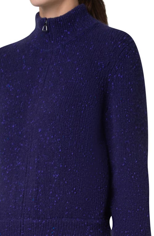 Shop Akris Cashmere Tweed Zip-up Cardigan In Purple