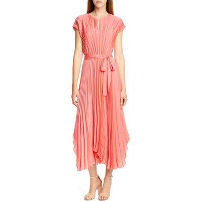 Boss Desplaya Pleated Dress, Coral