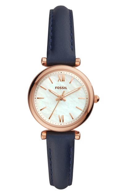 Fossil MINI CARLIE STAR LEATHER STRAP WATCH, 28MM