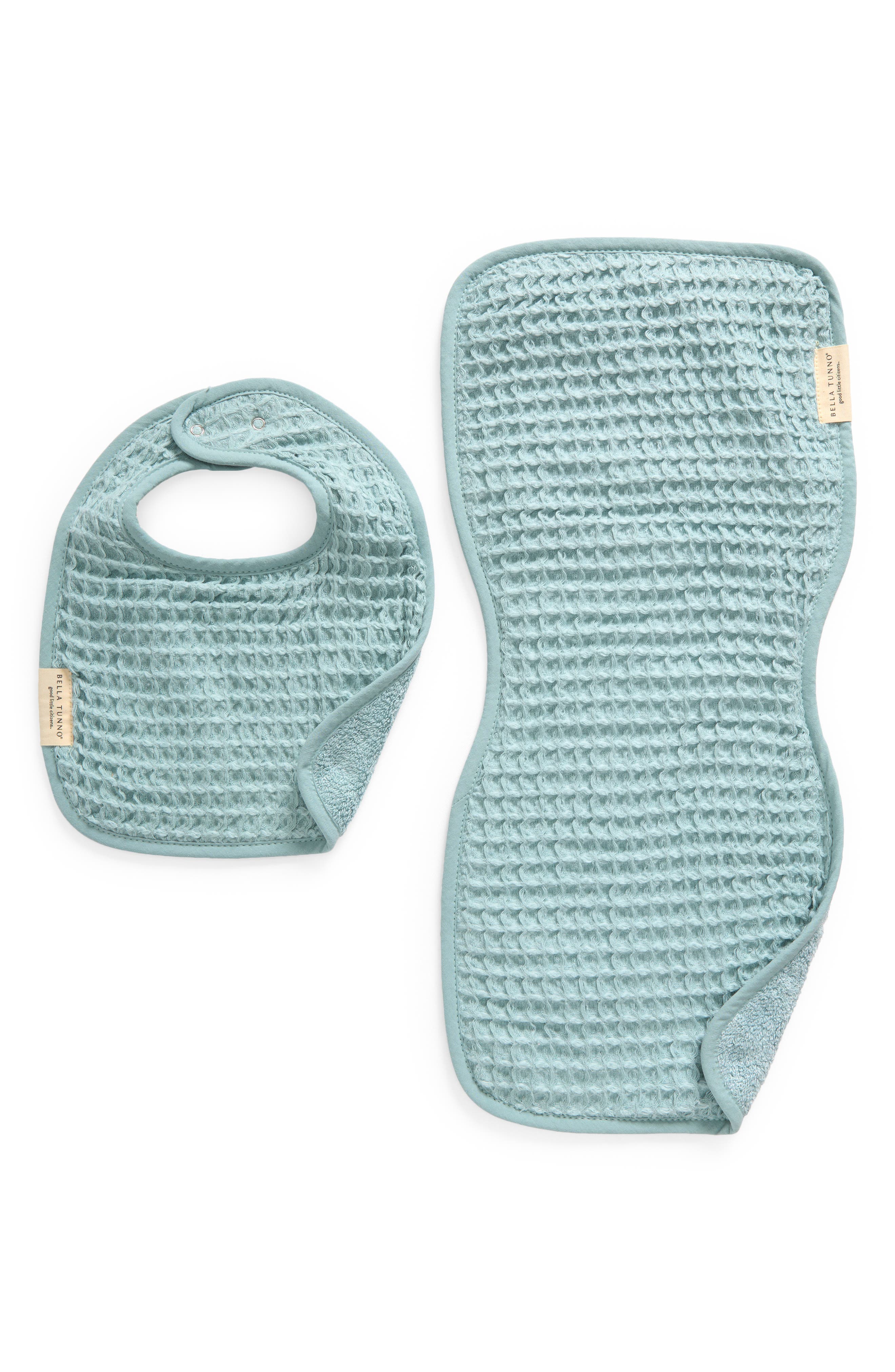 Bella Tunno Reversible Bib & Burp Cloth Set in Fog 