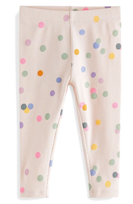 Next Kids' Rib Polka Dot Cotton Leggings In Cream