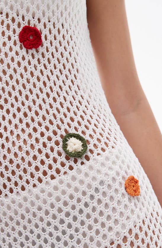 Shop Topshop Crochet Embellishment Mesh Stitch Sweater Dress In Cream