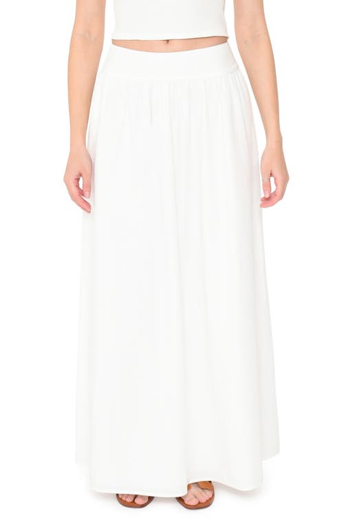 WAYF Nicole Pleated Cotton Maxi Skirt Ivory at Nordstrom,