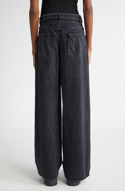 Shop Sacai Belted Wide Leg Jeans In Black 001