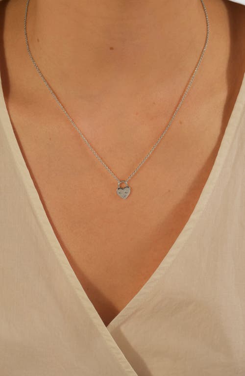 Sterling Forever Josephine Cz Heart Lock Pendant Necklace In Silver