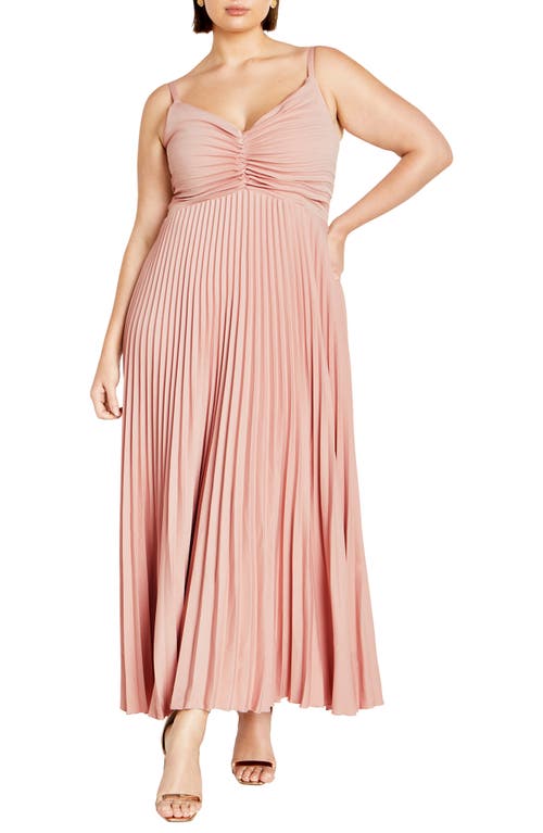 City Chic Ariana Pleat Dress In Pink