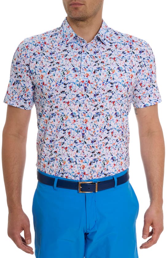 Shop Robert Graham Lucca Floral Performance Golf Polo In White Multi