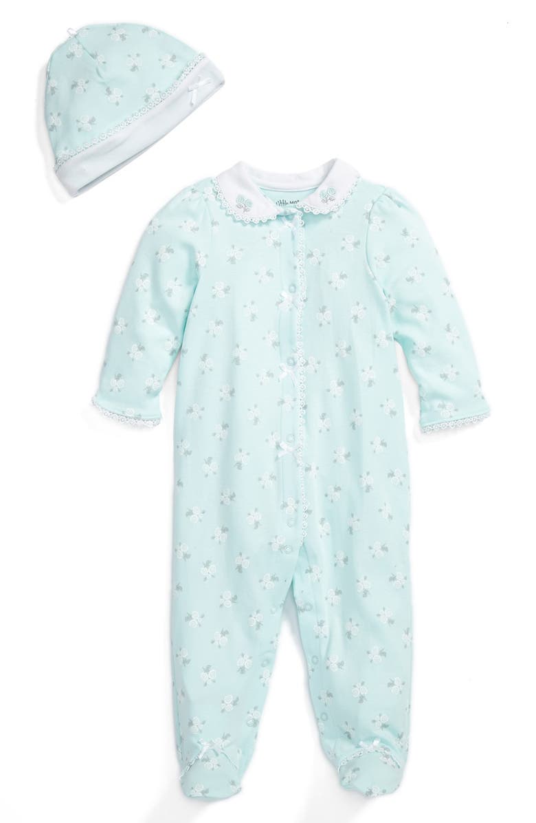 Little Me 'White Roses' Footie & Hat (Baby Girls) | Nordstrom