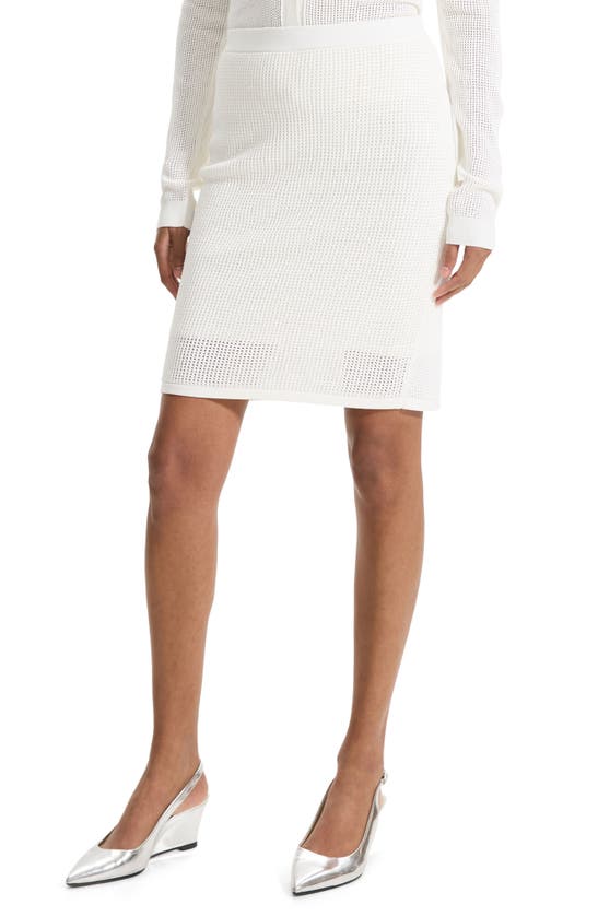 Theory Pointelle Stitch Skirt In White