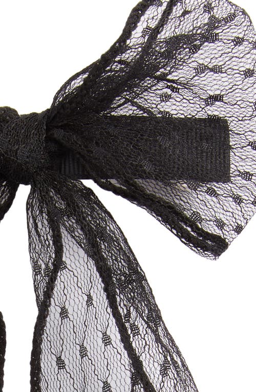 Shop Bp. Knotted Lace Bow Barrette In Black Mesh Dot