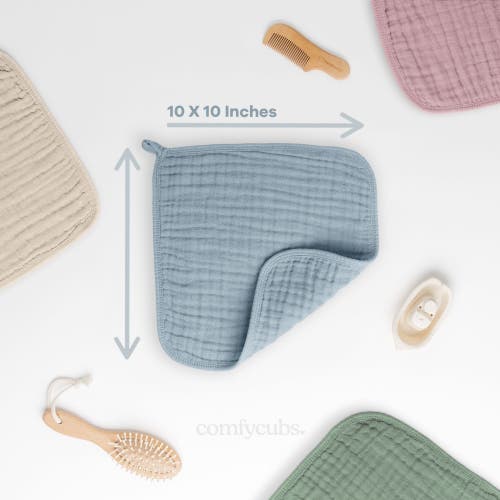 Comfy Cubs Muslin Washcloths In Pacific Blue