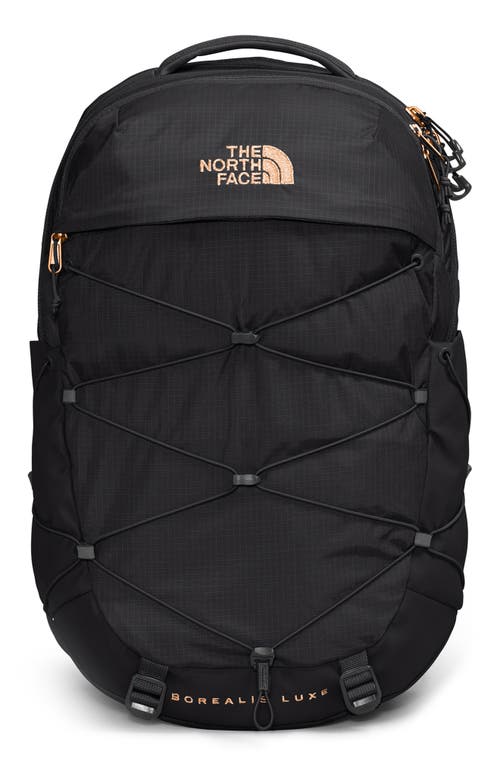 The North Face Borealis Water Repellent Luxe Backpack In Tnf Black/coral Metallic
