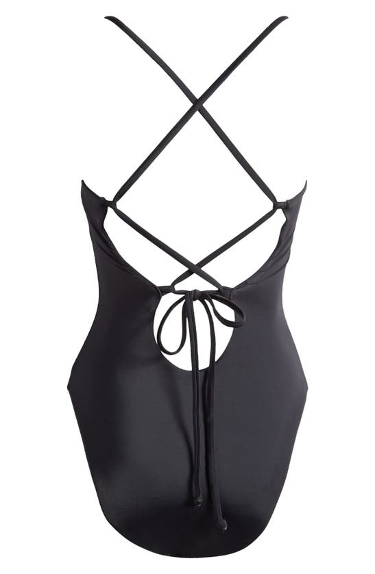 Shop Andie The Fiji Lace-up Back One-piece Swimsuit In Black