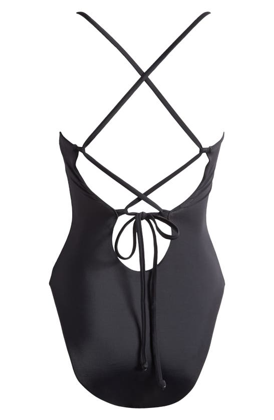 Andie The Fiji Lace-up Back One-piece Swimsuit In Black