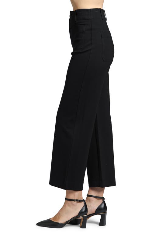 Apny Ponte Wide Leg Crop Pants In Black