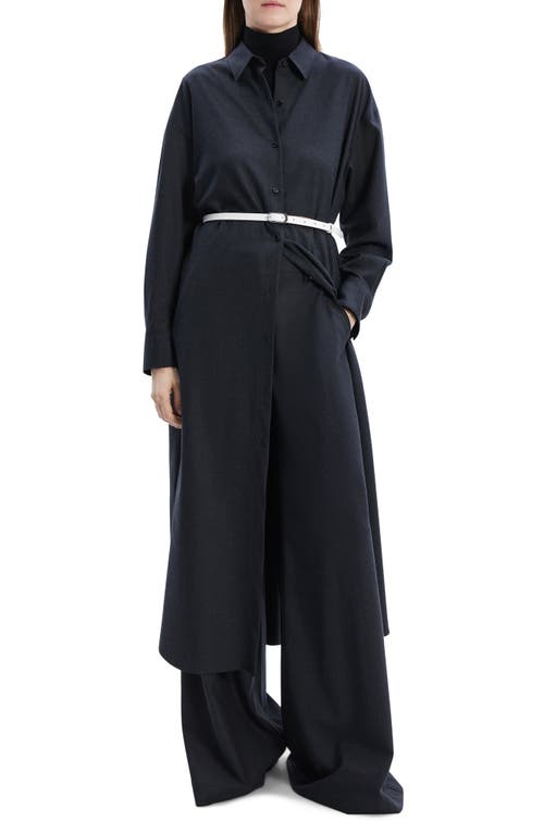 Shop Theory Long Sleeve Maxi Shirtdress In Charcoal Melange