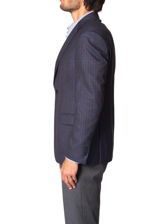 Shop Jb Britches Microcheck Wool Sport Coat In Navy/brown/grey