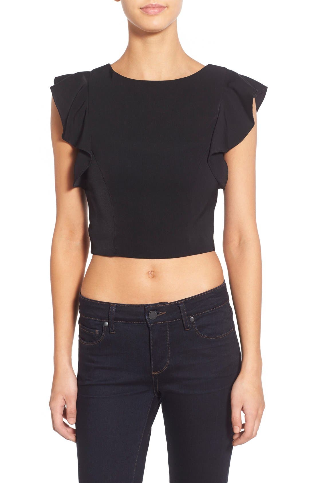 KENDALL + KYLIE Flutter Sleeve Crop Top Nordstrom