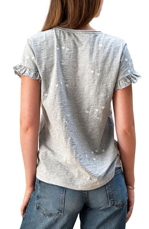 Billy T Heart Cluster Embroidered T-shirt In Heather Grey