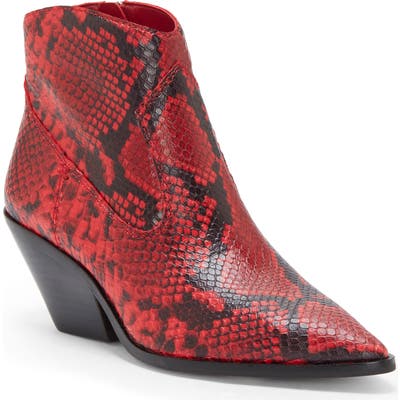 Vince Camuto Jemeila Snake Embossed Bootie, Red