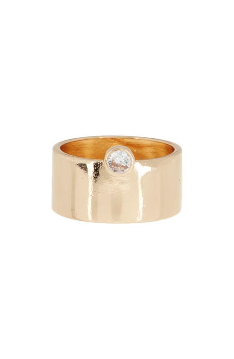 Cubic Zirconia Accent Cigar Band Ring