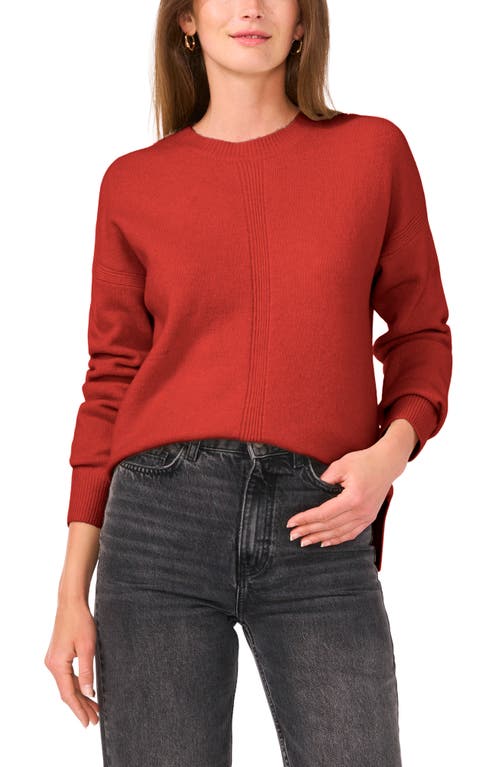 Shop Vince Camuto Cropped Crewneck Sweater In Rust