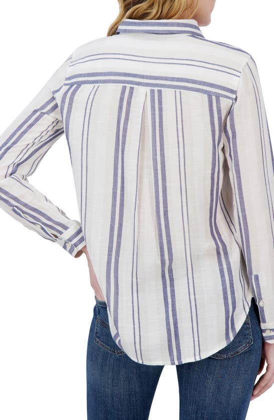 Shop Lucky Brand Stripe Long Sleeve Button-up Shirt In Blue Stripe