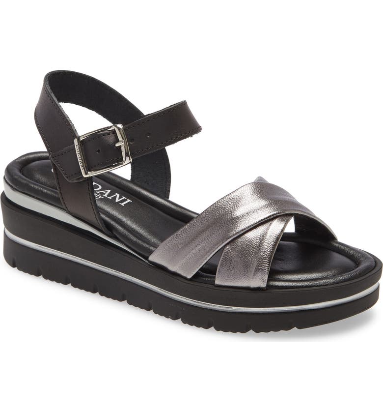 CORDANI Alma Platform Wedge Sandal, Main, color, PEWTER/ BLACK LEATHER