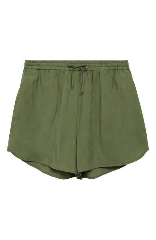 Shop Mango Drawstring Shorts In Forest Green