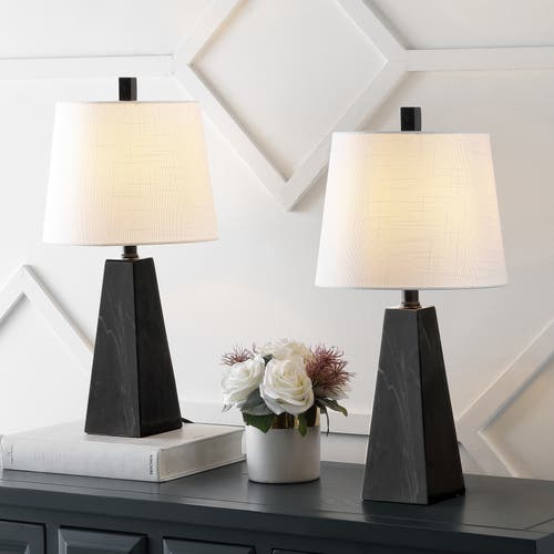 Jonathan Y Owen Table Lamp In Black Marble Finish- Set Of 2