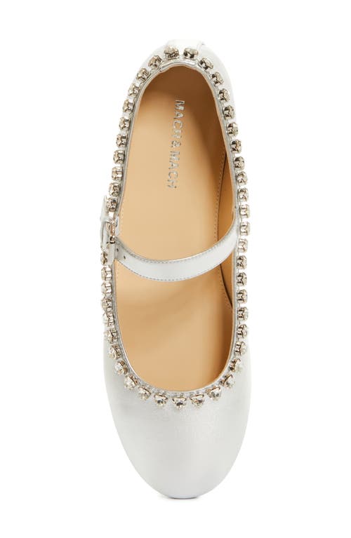 Shop Mach & Mach Audrey Crystal Detail Mary Jane Ballerina Flat In Silver