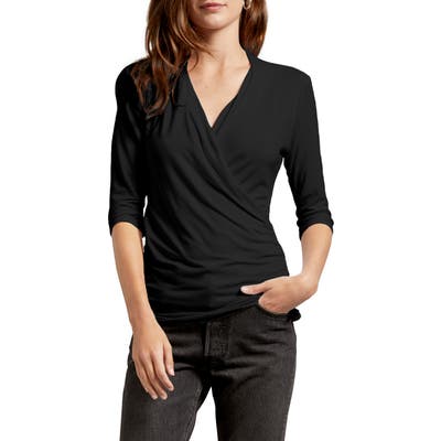 Michael Stars Anne Faux Wrap Tee, Black