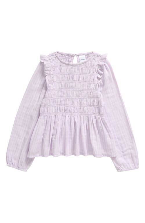 Shop Nordstrom Kids' Long Sleeve Smocked Top In Purple Petal Play Stripe