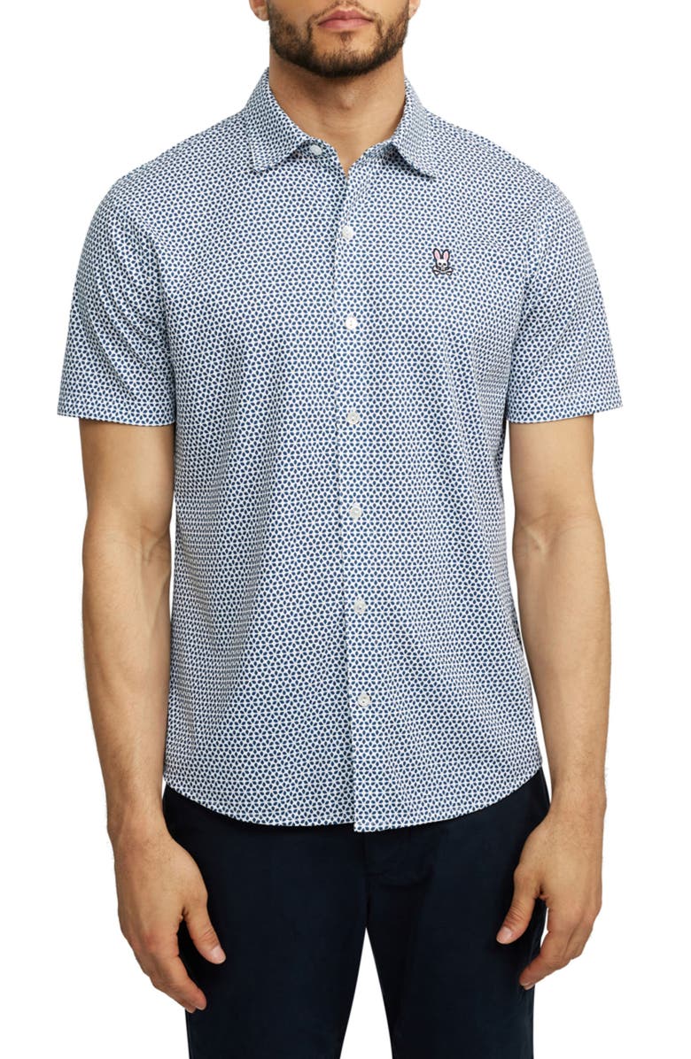 Psycho Bunny Howden Short Sleeve Knit Button-Up Shirt | Nordstrom