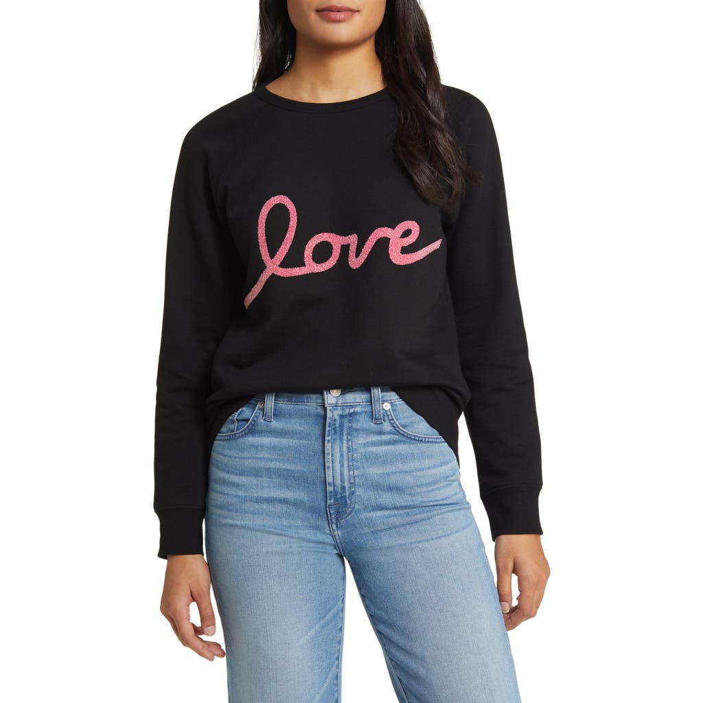 CASLON CASLON® LOVE METALLIC COTTON BLEND GRAPHIC SWEATSHIRT