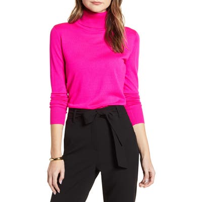 Halogen Turtleneck Merino Wool Blend Sweater, Pink