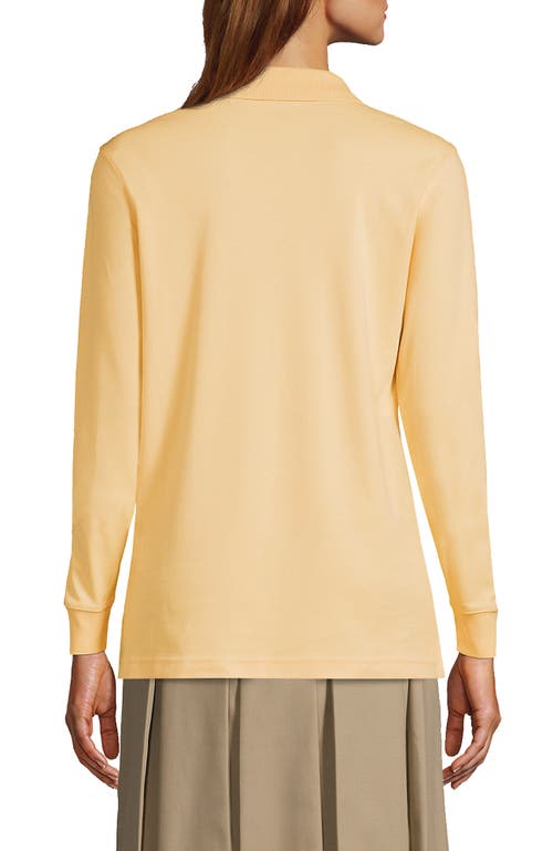 Lands' End School Uniform Long Sleeve Interlock Polo Shirt In Maize
