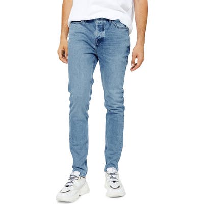 Topman Authentic Bleach Skinny Jeans, Blue